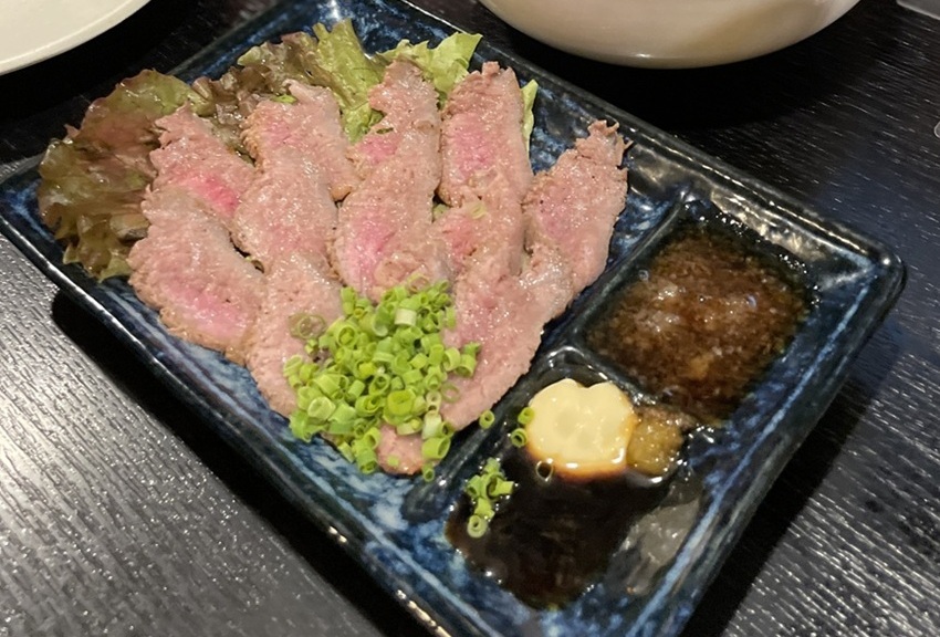 炙屋ぼっけもん：牛えんがわ和風ステーキ