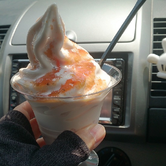 みつの里名物「桃太郎トマトソフトクリーム」