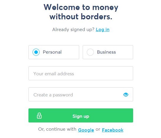 TransferWise（トランスファーワイズ）登録画面