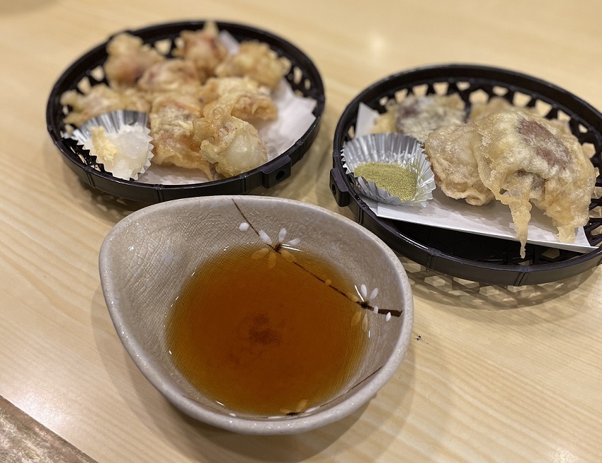 回転寿司・居酒屋「悠喜」タコの天ぷら・カントリーマーム